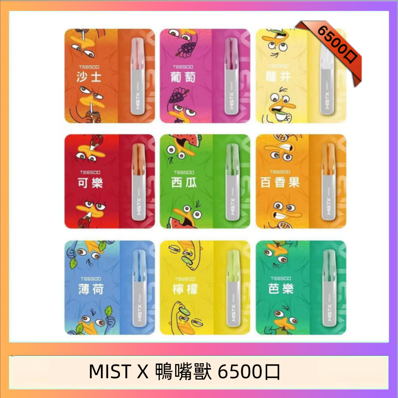 MIST X 鴨嘴獸 6500口一次性拋棄式電子煙｜陶瓷芯更穩定